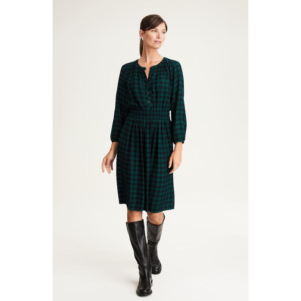 J. Jill plaid a line midi dress green black sz XL new $119